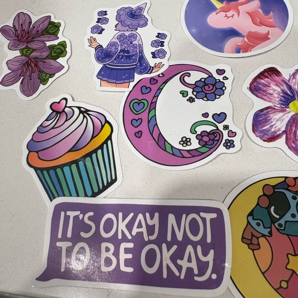 Colorful Sticker Set with Purple and Pink Designs - Picture 2 of 5